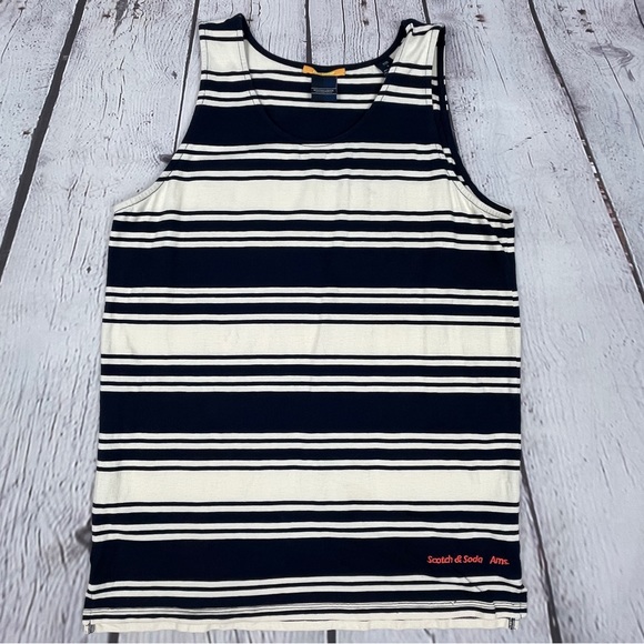 SCOTCH & SODA Amsterdam striped scoop neck Vacay Everyday cotton tank top size L - Picture 9 of 13